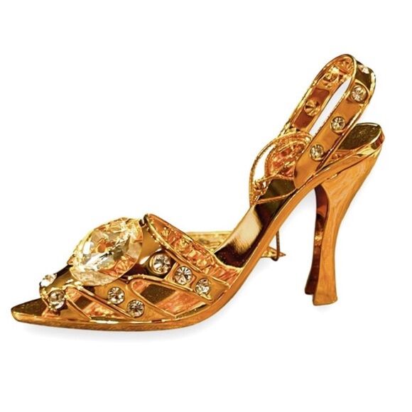 24K Gold Plated with Austrian Crystals Shoe by KG&C NWT - Picture 4 of 10